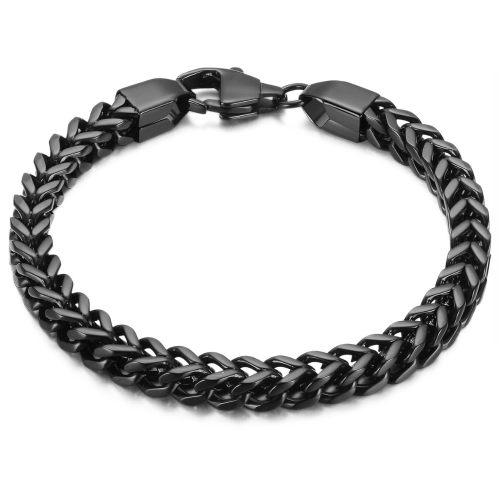 Black Inoxidable Steel Bracelet with Duo Wrap in Original V 22cm