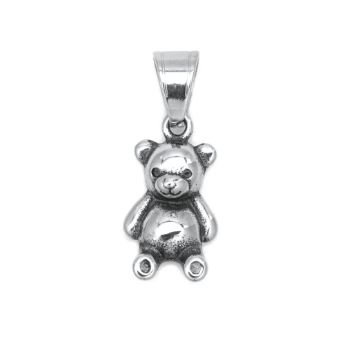 Chaine Figaro Homme et Pendentif Nounours en Acier Inoxydable Ours en Peluche