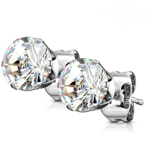 OUTILLED BOUCLES FOR MEN ADO TIGE FERMOIR ACIER RONDE ZIRCON DIAMS BLANCHE NEUVE diameter at choice 6mm 9mm ..