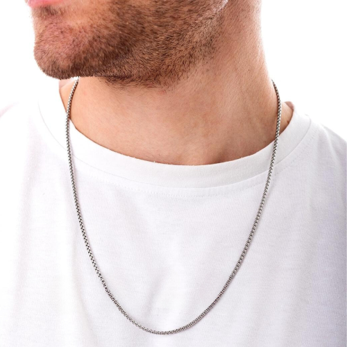 Men's Chain For Wearing a Pendant Crushed Mail Wheat Grains in Styled Steel 60cm 3mm Color to choose from