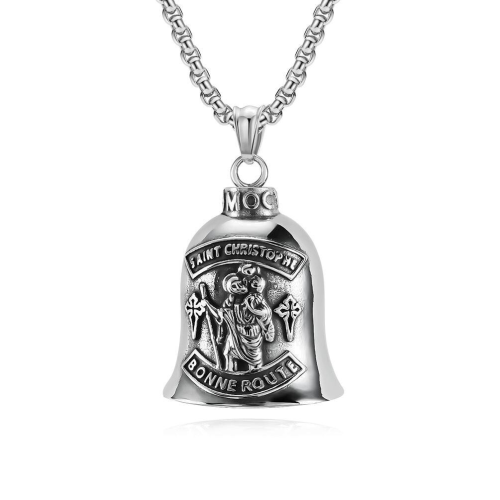 Moto Guardian Bell Bell Bell Saint Christophe Ange Guardian Men's Booth Holder Biker Steel and Chain Included