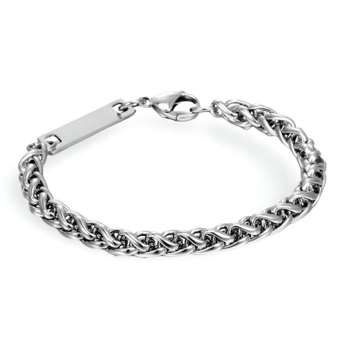 Bracelet Maille Spiga Palmier Tressé Pour Femme ou Homme en Acier Inoxydable 6mm