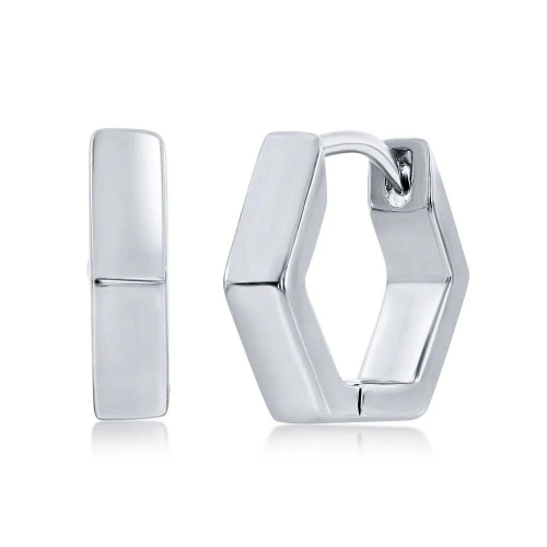 Hexagonal Men's Earrings Creoles Minimalists in Stainless Steel