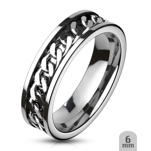 Bague anneau de fiançailles alliance mariage acier chaine enchainée