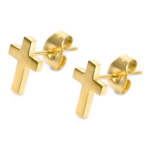 Women's Gold Cross Earrings - Earrings With Latin Gold Cross