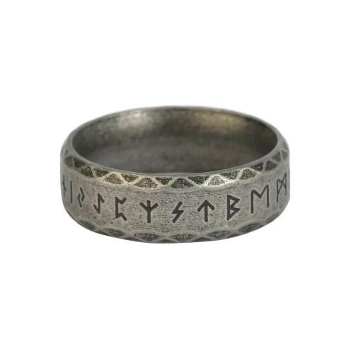 Bague Rune Viking Homme Acier Inoxydable Vieilli Alphabet Runique Mythique