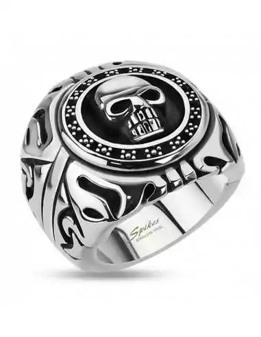 Anillo grande de acero para hombre con calavera, motero, gótico, tribal