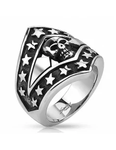 Room101 Stainless Steel with Black PVD 10mm Mens Spike Ring, Size