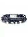 Men's bracelet blue braided triple ties and clasp magnet steel