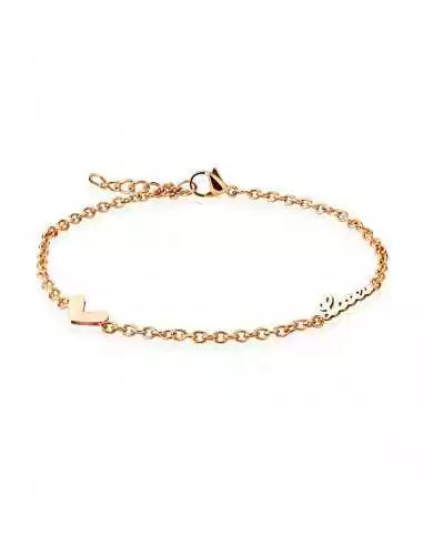 Bracciale catena caviglia regolabile donna rame cuore breloque