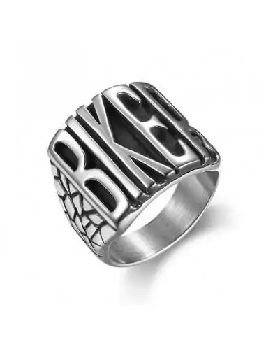 Men's ring solid steel large letter size biker