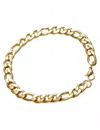 Gourmet bracelet men steel gilded figaro mesh with gold 21cm