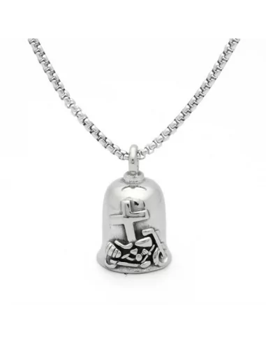 Necklace pendant man bell charm motorcycle cross steel chain included