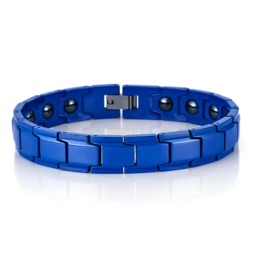 Blaues Panzerarmband aus Keramik für Herren mit magnetischen Magneten, 21 cm