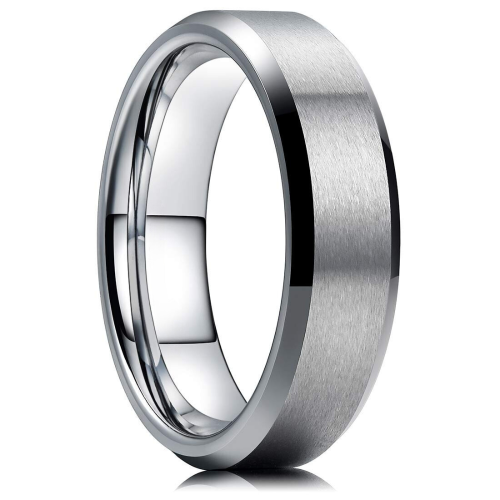 Verlobungsring für Damen und Herren, matt gebürsteter Edelstahl, Ringbreite 6 mm